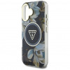 Guess Glitter Flowers Triangle Buttons MagSafe dėklas skirtas Apple iPhone 16, juodas