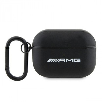 Mercedes-AMG AMAP2SLWK Leather Big Logo dangtelis Apple AirPods Pro 2 (2022/2023) įkrovimo dėklui, juodas, baltas logotipas