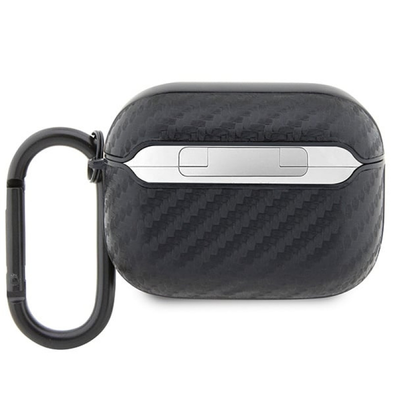 BMW Carbon Double Metal Logo BMAPWMPUCA2 juodas dangtelis Apple AirPods Pro įkrovimo dėklui