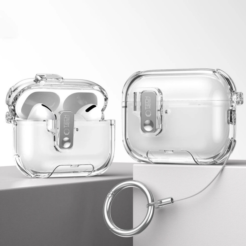 Tech-Protect Bounce Pro silikoninis Apple AirPods Pro 3 įkrovimo dėklo dangtelis, permatomas