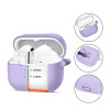 Tech-Protect Silicone Hook silikoninis dėklas su karabinu Samsung Galaxy Buds 3 / 3 FE / 3 Pro ausinukams, levandų spalvos