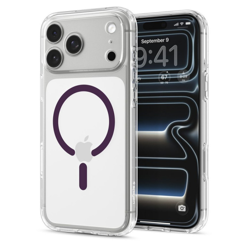 Spigen Ultra Hybrid MagSafe dėklas Apple iPhone 17 Pro / 18 Pro, Clear/burgundy