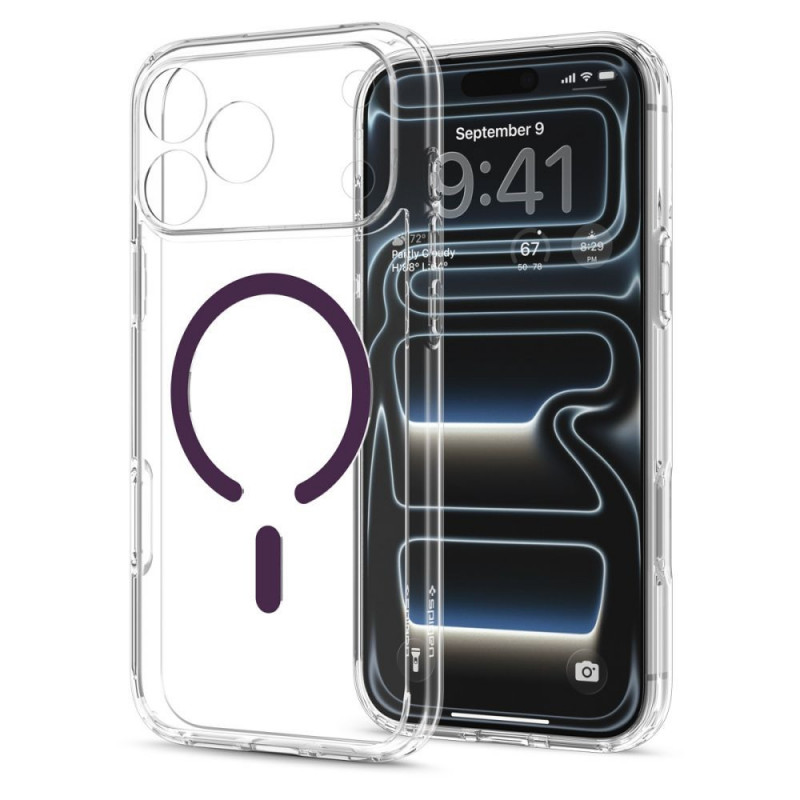 Spigen Ultra Hybrid MagSafe dėklas Apple iPhone 17 Pro / 18 Pro, Clear/burgundy