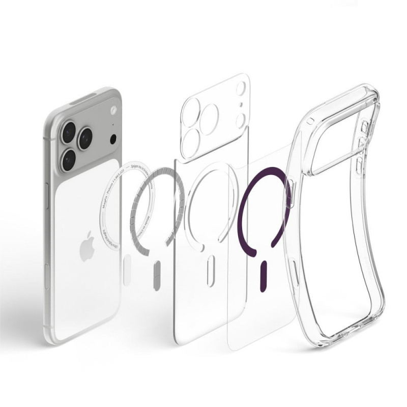 Spigen Ultra Hybrid MagSafe dėklas Apple iPhone 17 Pro / 18 Pro, Clear/burgundy
