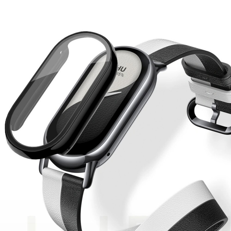 Tech-Protect Defense360 dėklas su grūdintu stiklu, skirtas Xiaomi Smart Band 9 / 9 NFC, juodas