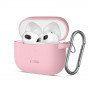 Tech-Protect Silicone Hook silikoninis Apple AirPods 3 įkrovimo dėklo užvalkalas su karabinu, Dusty Pink