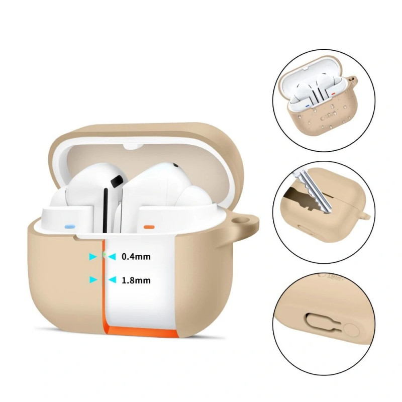 Tech-Protect Silicone Hook dėklas Samsung Galaxy Buds 3 / 3 Pro ausinukams, Cafe Latte