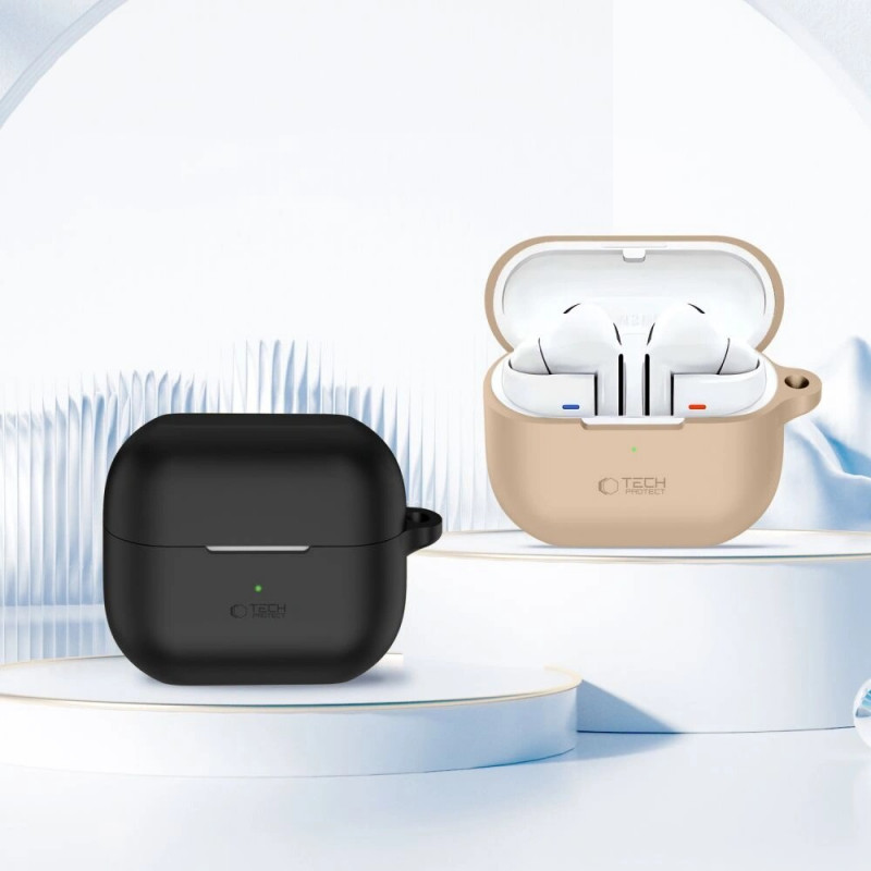 Tech-Protect Silicone Hook dėklas Samsung Galaxy Buds 3 / 3 Pro ausinukams, Cafe Latte