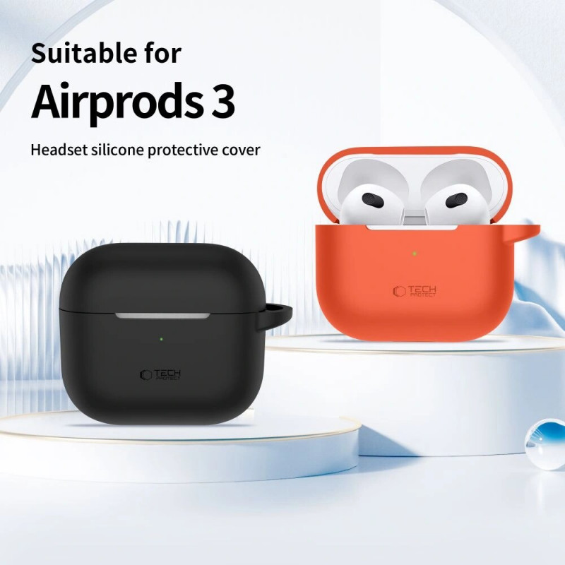 Tech-Protect Silicone Hook silikoninis Apple AirPods 3 dėklas su karabinu, Olive Green