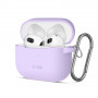 Tech-Protect Silicone Hook silikoninis Apple AirPods 3 dėklas su karabinu, levandų spalvos