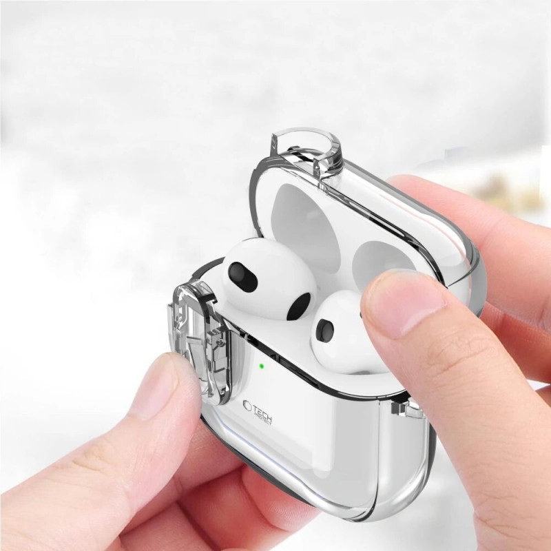 Tech-Protect Slim Hook dėklas Apple AirPods 4, permatomas