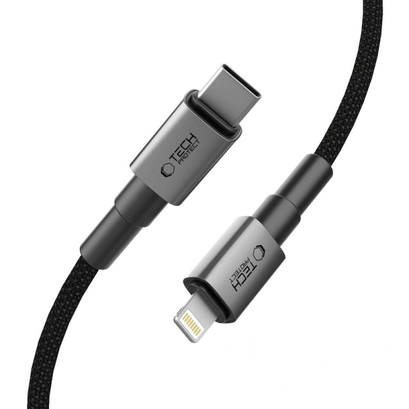 Tech-Protect Ultraboost DNA USB-C / Lightning kabelis PD27W/3A 100 cm, Iron Grey