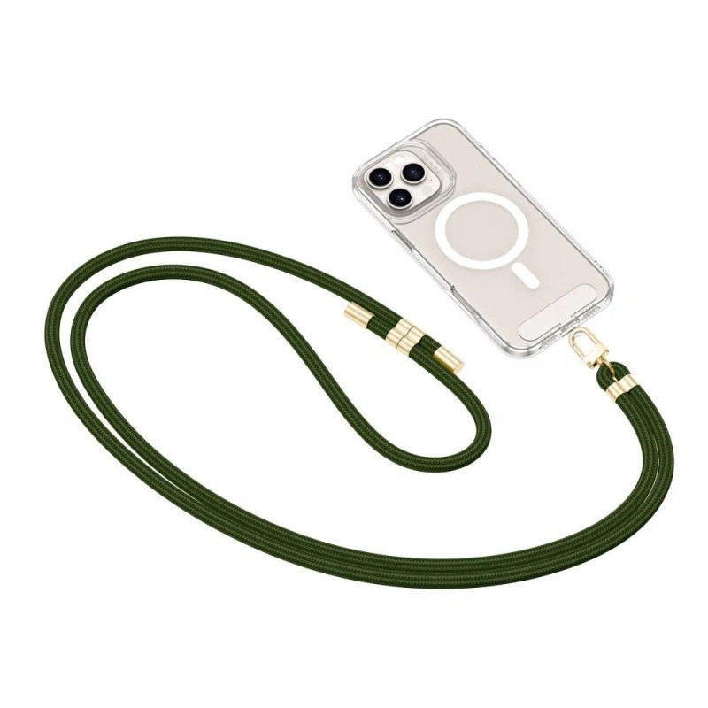 Tech-Protect C7S Rope Crossbody telefono pakabukas, Medžioklinis žalias/auksinis