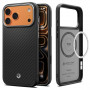 Spigen Enzo Aramid T Mag MagSafe dėklas, skirtas Apple iPhone 17 Pro Max / 18 Pro Max, juodas/sidabrinis