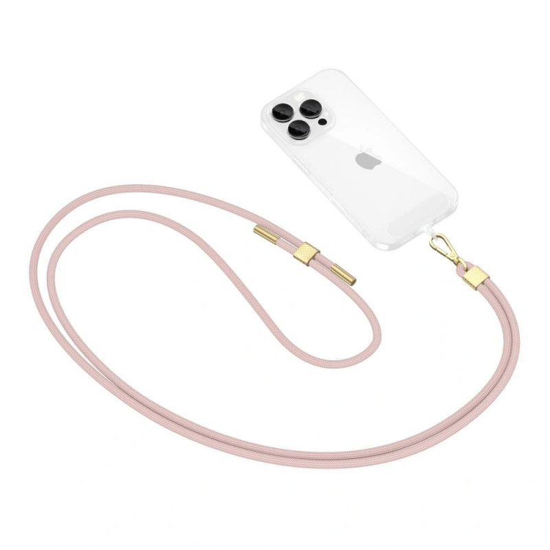 Tech-Protect C2S Rope Crossbody telefono pakabukas, Baby Pink/gold