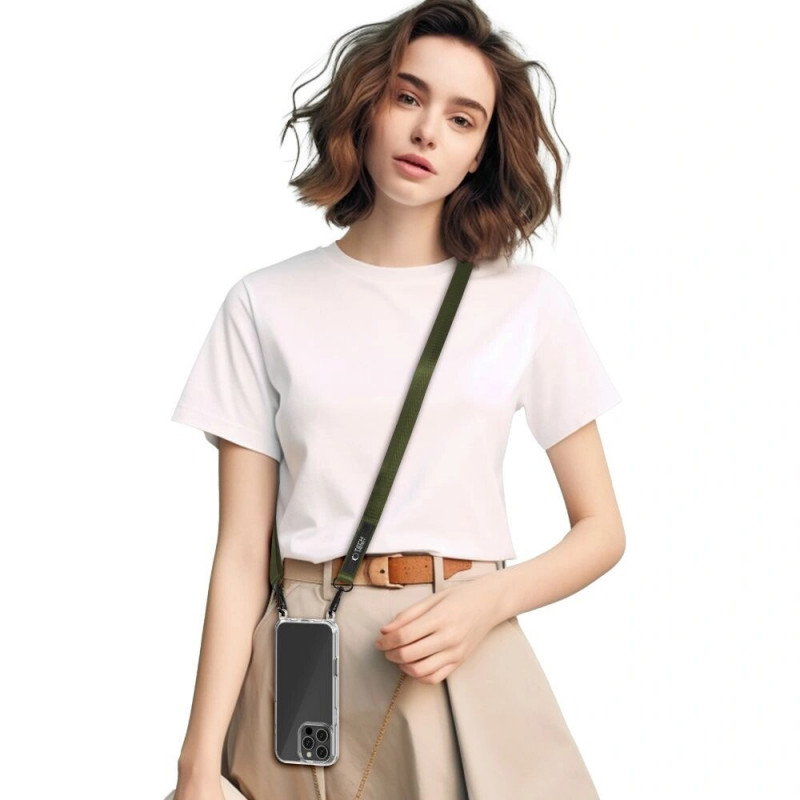 Telefono laikiklis ant kaklo Tech-Protect C6S Rope Crossbody 2-in-1, Cargo Khaki (alyvuogių)