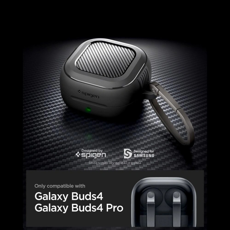 Spigen Rugged Armor ausinukų dėklas Samsung Galaxy Buds 4 / 4 Pro, Matte Black