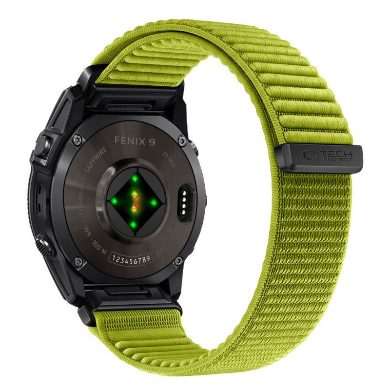 Tech-Protect NylonLoop THP6106 laikrodžio dirželis skirtas Garmin Fenix 5X / 5X Plus / 6X / 6X Pro / 7X / 8 / 8 Pro / 9 / 9 Pro (51 mm), electric lime