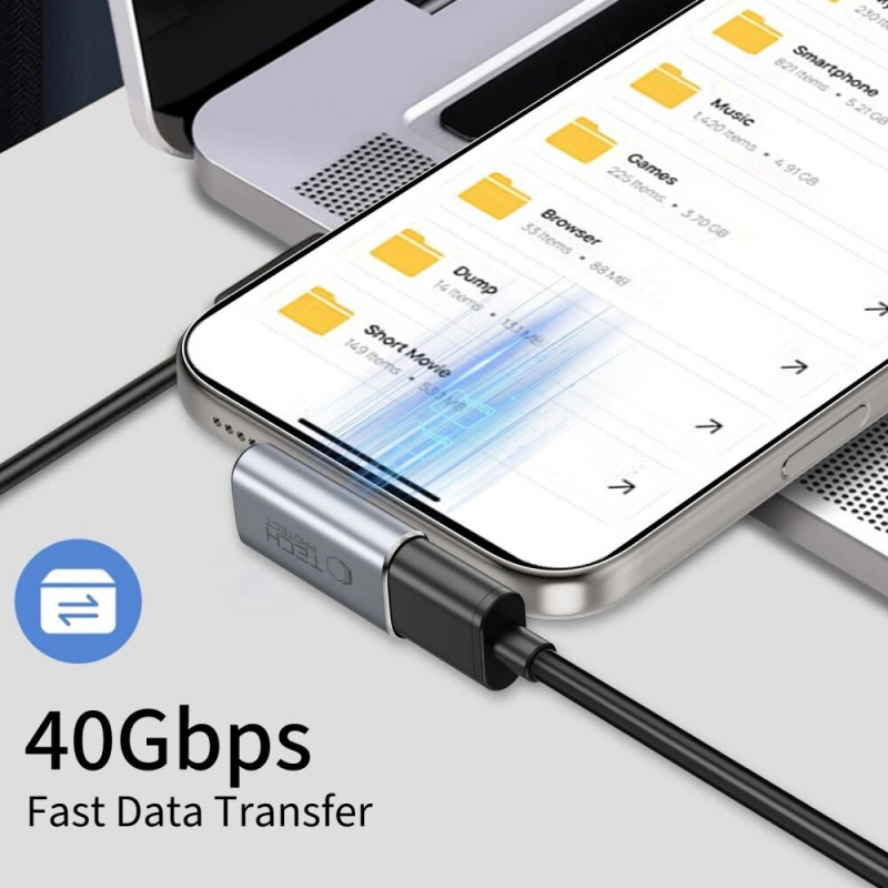 Tech-Protect UltraBoost AA03 USB-C kampinis adapteris, pilkas