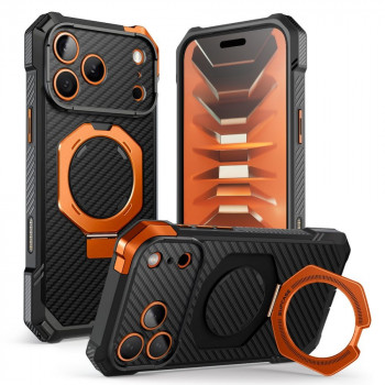 Supcase UB Grip Mag MagSafe Aramid apsauginis dėklas, skirtas Apple iPhone 17 Pro Max / 18 Pro Max, juodas/oranžinis