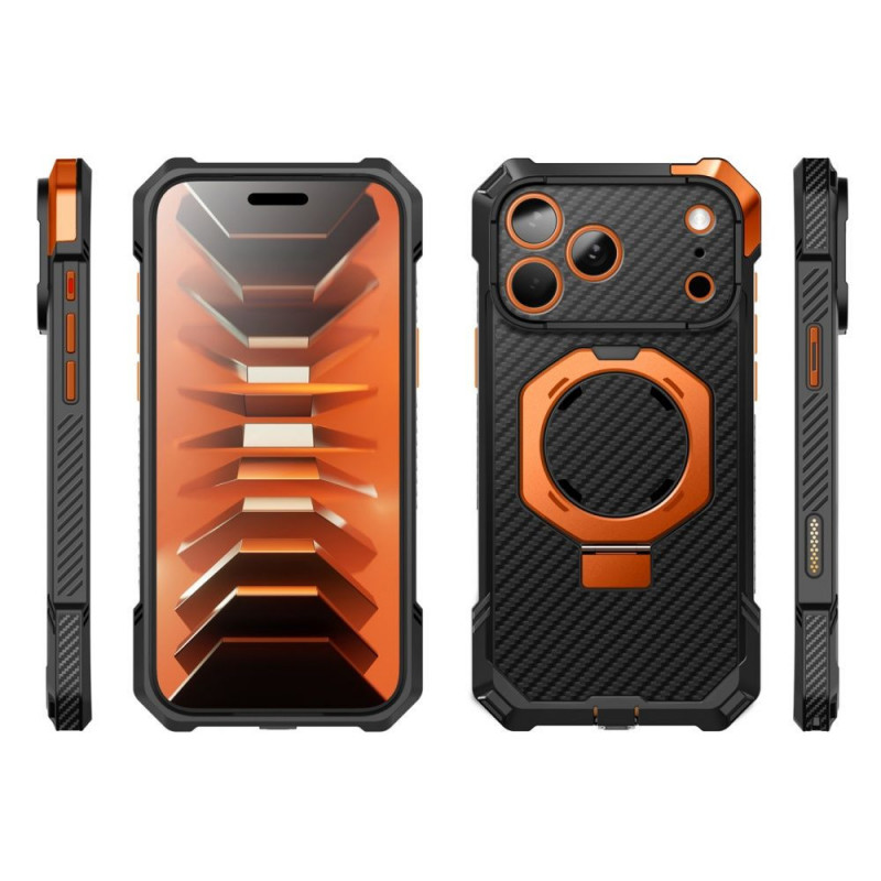 Supcase UB Grip Mag MagSafe Aramid apsauginis dėklas, skirtas Apple iPhone 17 Pro Max / 18 Pro Max, juodas/oranžinis