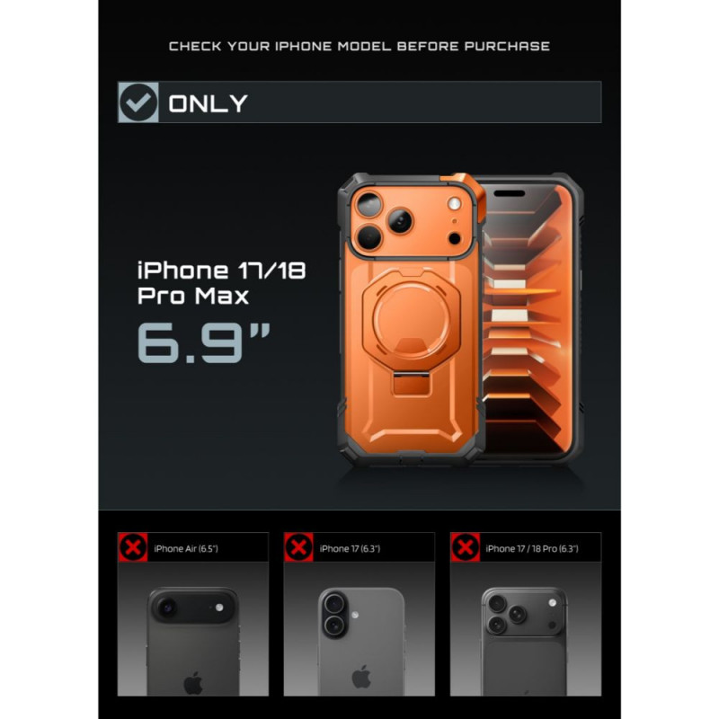 Supcase UB Grip Mag MagSafe korpusas, skirtas Apple iPhone 17 Pro Max / 18 Pro Max, koralų spalvos