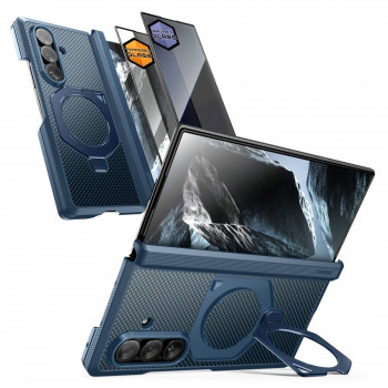Supcase UB Aero MagSafe dėklas su grūdintu stiklu ir privatumo stiklu, skirta Samsung Galaxy Z Fold 8 Ultra, Aramid Blue