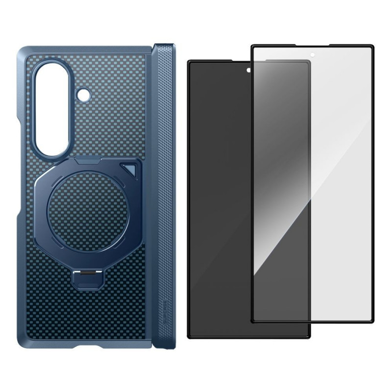 Supcase UB Aero MagSafe dėklas su grūdintu stiklu ir privatumo stiklu, skirta Samsung Galaxy Z Fold 8 Ultra, Aramid Blue