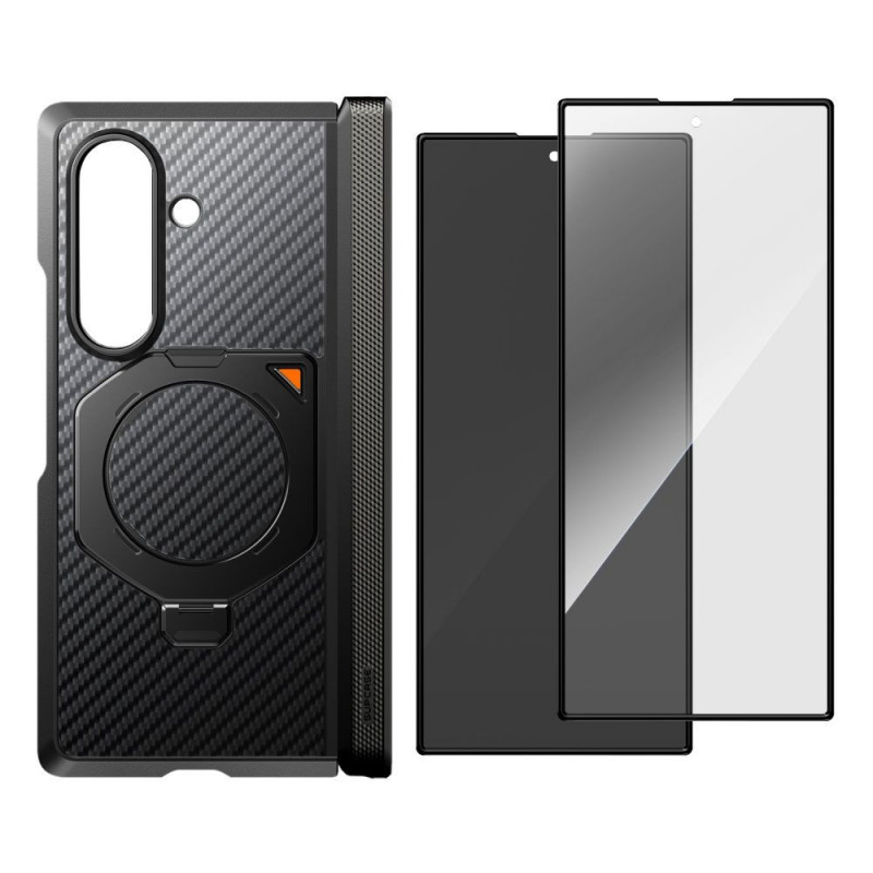 Supcase UB Aero MagSafe dėklas su grūdintu ir privatumo stiklu, skirta Samsung Galaxy Z Fold 8 Ultra, Aramid Black