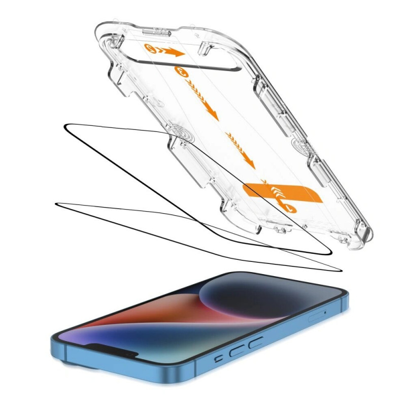 Tech-Protect Quick Set+ grūdintas stiklas, skirta Apple iPhone 13 / 13 Pro / 14 / 16e, juodas (2 vnt.)