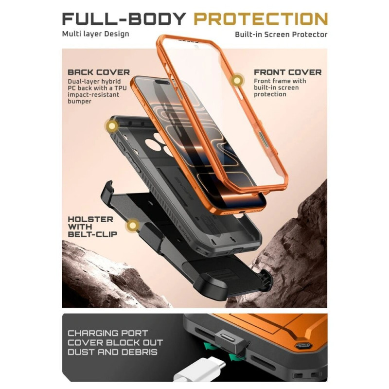 Supcase Unicorn Beetle Pro dėklas skirtas Apple iPhone 17 Pro Max, koralinės spalvos