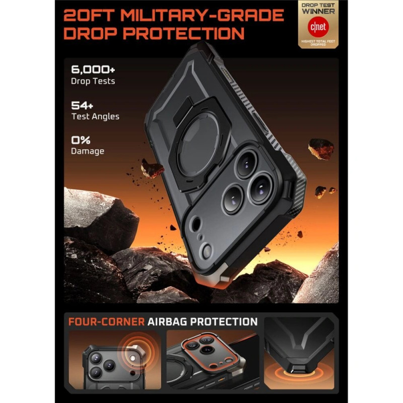 Supcase Unicorn Beetle Grip Mag MagSafe dėklas, skirtas Apple iPhone 17 Pro Max, juodas