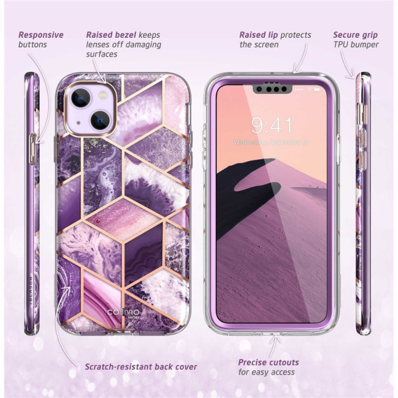 Supcase Cosmo Supcase dėklas, skirtas Apple iPhone 14 Plus / 15 Plus, Marble Purple