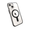 Speck Presidio Perfect-Clear ClickLock & MagSafe SPK526 dėklas, skirtas Apple iPhone 15 / 14 / 13, Clear / Frosted Black / Slate Grey