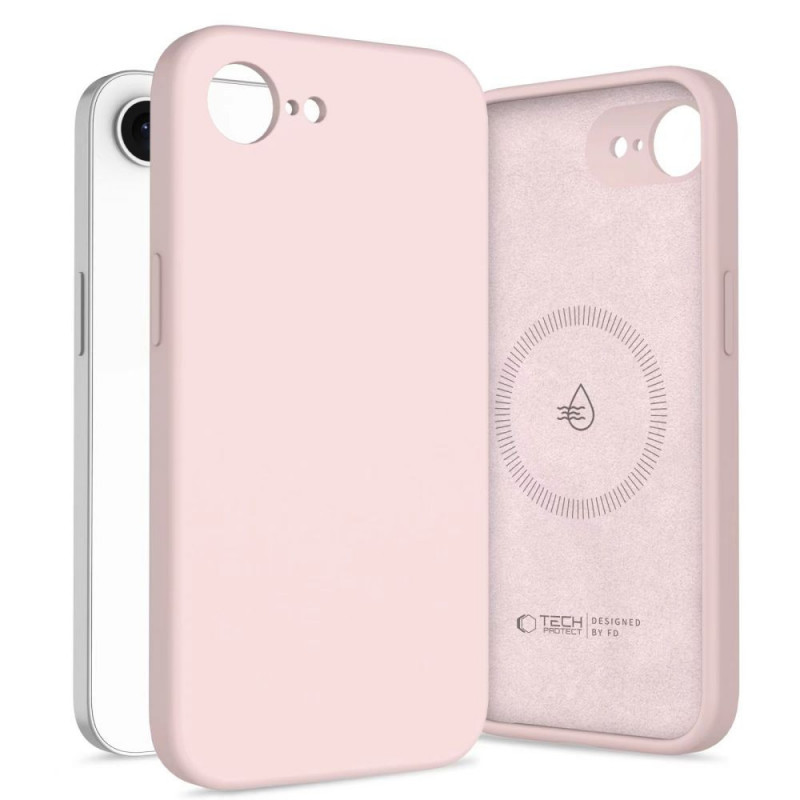 Tech-Protect Silicone MagSafe dėklas, skirtas Apple iPhone 16e / 17e, Pink Pearl