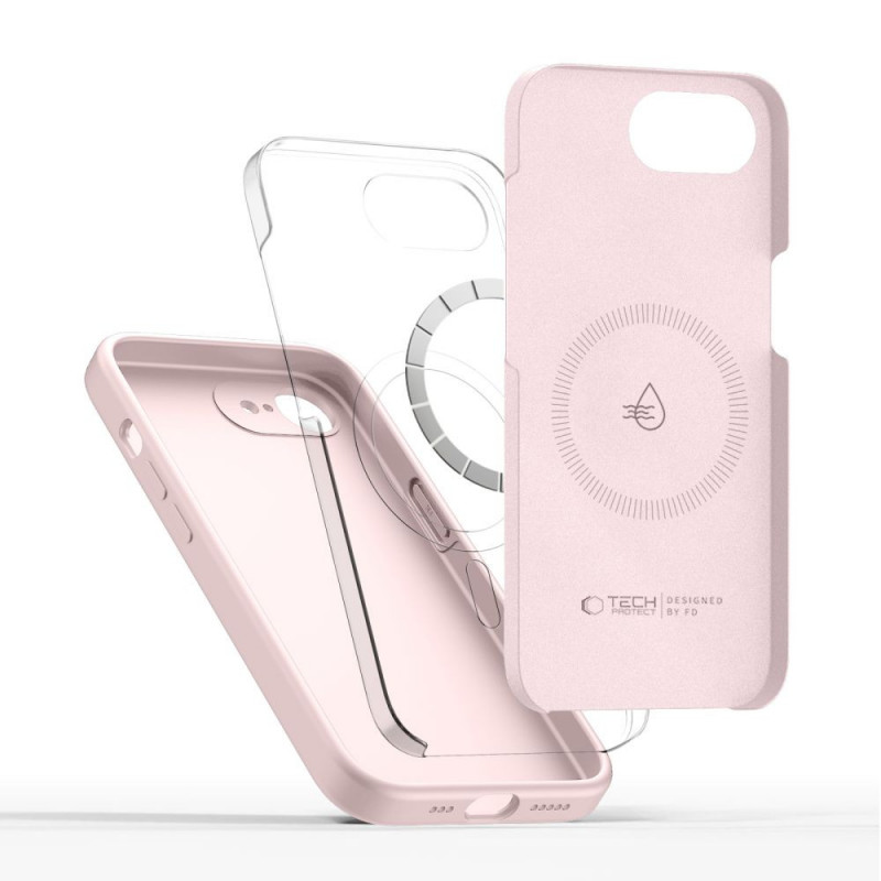 Tech-Protect Silicone MagSafe dėklas, skirtas Apple iPhone 16e / 17e, Pink Pearl