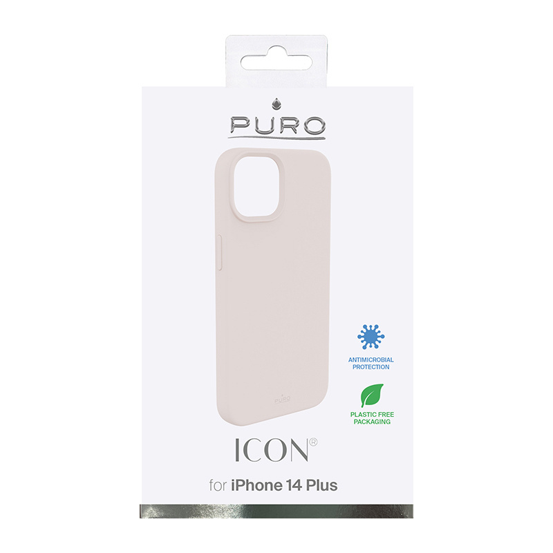 Puro ICON Antimicrobial Cover silikoninis dėklas, skirtas Apple iPhone 14 Plus / 15 Plus, Pink Sand