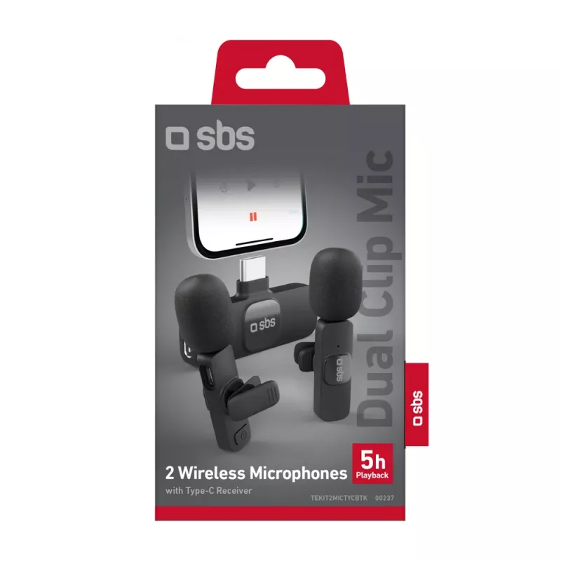 SBS Lavalier mikrofonai su USB-C imtuvu (2 vnt.), juodi