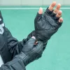 Rockbros 16220006005 motociklininko pirštinės iš eko odos, dydis XXL, juodos