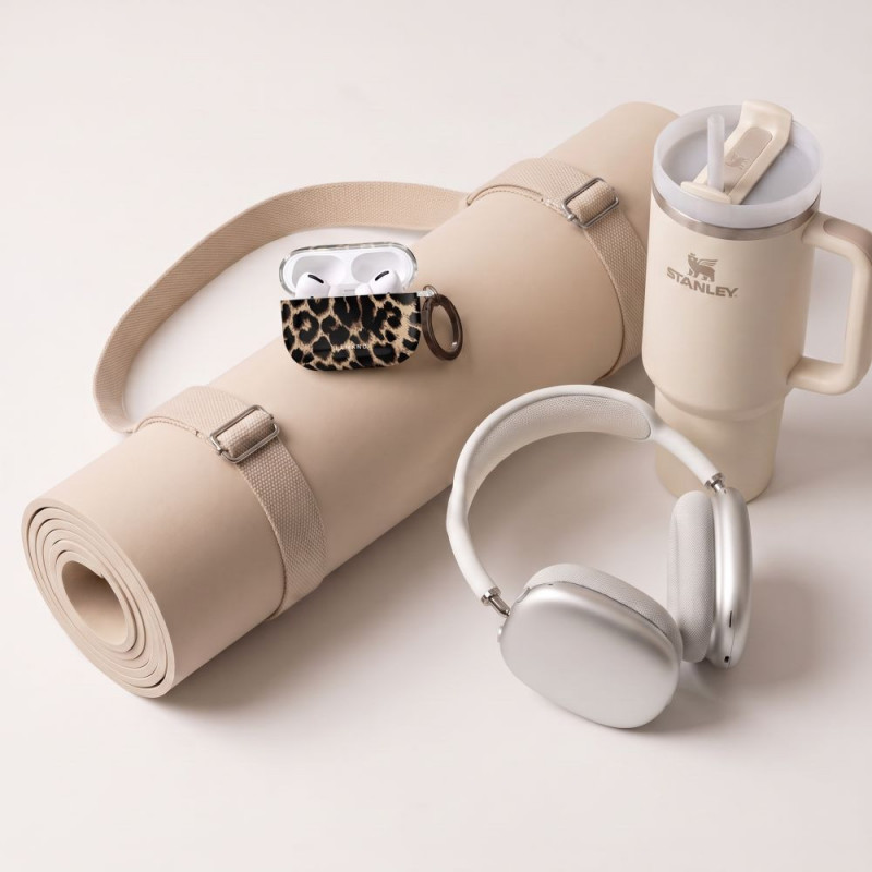 Tech-Protect Lamano Exotic Touch dėklas Apple AirPods Pro 3 su karabinu, juodai rudos spalvos