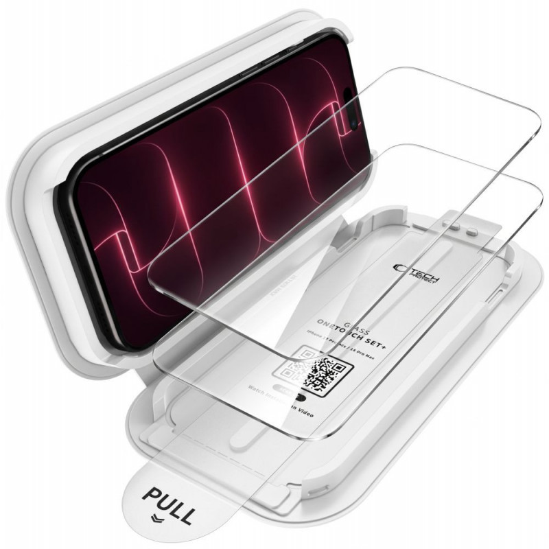 Tech-Protect OneTouch Set+ grūdintas stiklas Apple iPhone 17 Pro / 18 Pro, permatomas (2 vnt.)