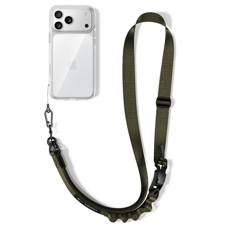 Tech-Protect C9S Rope Crossbody telefonų dirželis, nailoninis, 91–140 cm, Army Green