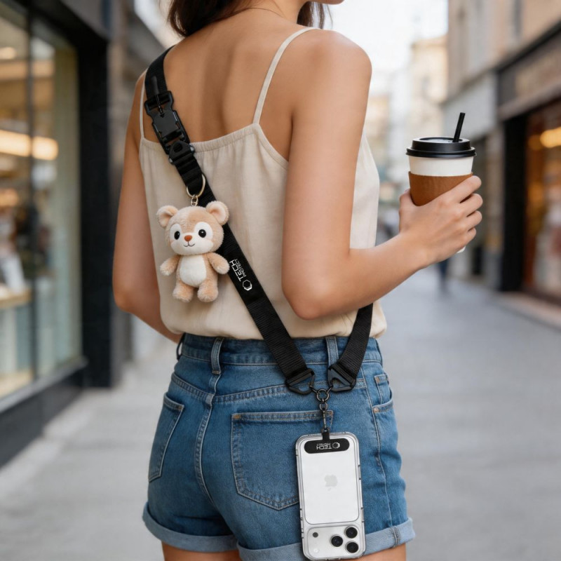 Tech-Protect C9S Rope Crossbody telefono petnešėlė, juoda