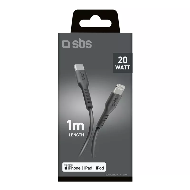 SBS TECABLELIGTC1K USB-C – Lightning kabelis, 1 m, juodas