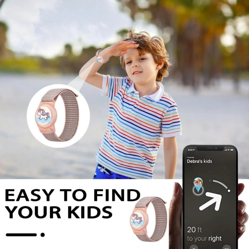 Tech-Protect Nylon For Kids, Magic Pony, skirtas Apple AirTag 1 / 2, rausvos spalvos