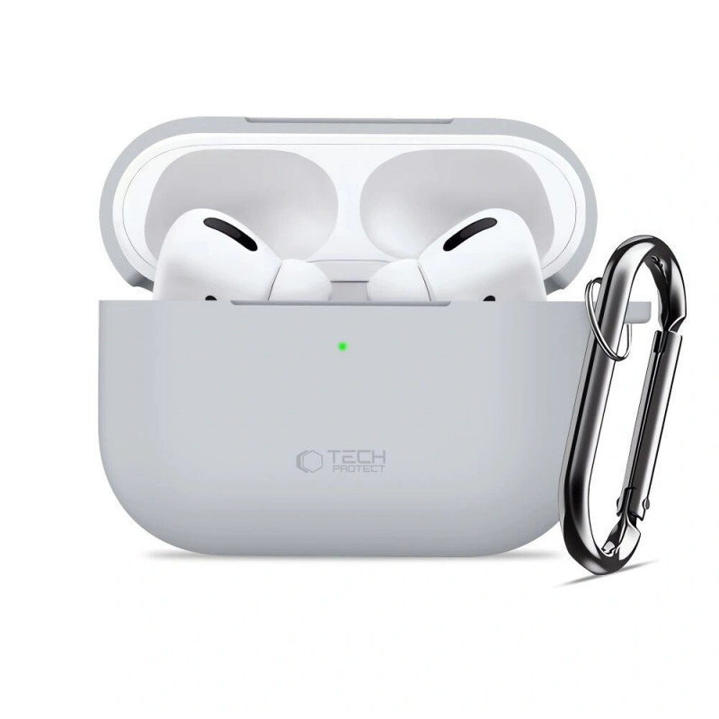 Tech-Protect Silicone Hook silikoninis dėklas Apple AirPods Pro 3, Crayon Grey