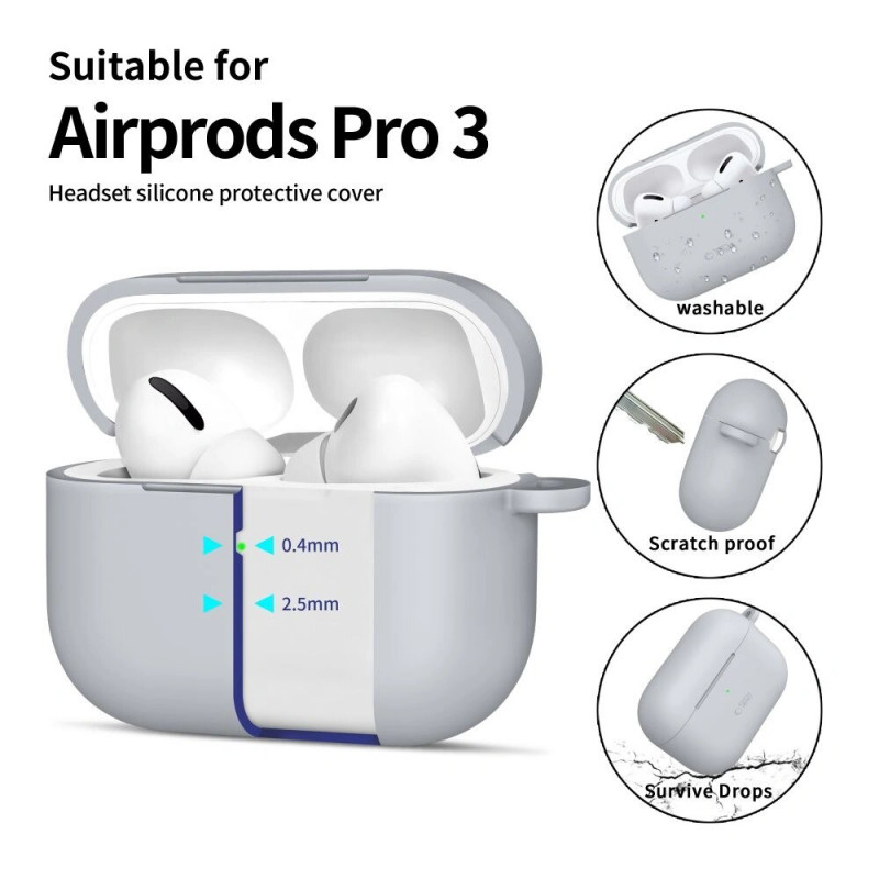 Tech-Protect Silicone Hook silikoninis dėklas Apple AirPods Pro 3, Crayon Grey