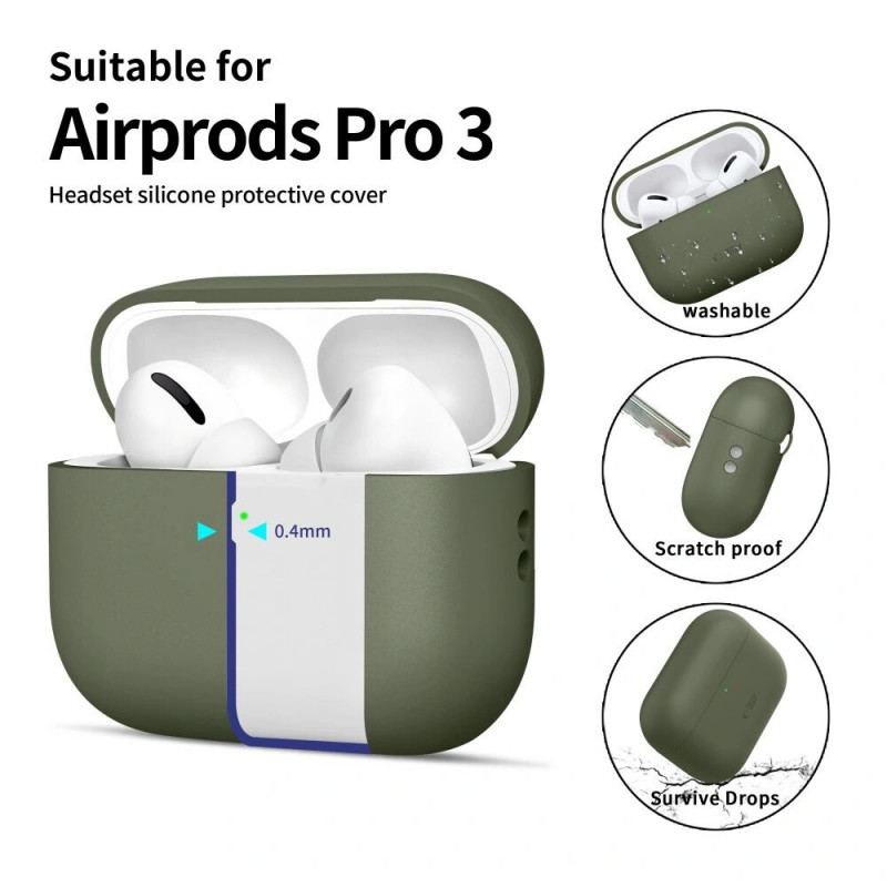 Tech-Protect Silicone Tech-Protect silikoninis dėklas Apple AirPods Pro 3, alyvuogių žalios spalvos