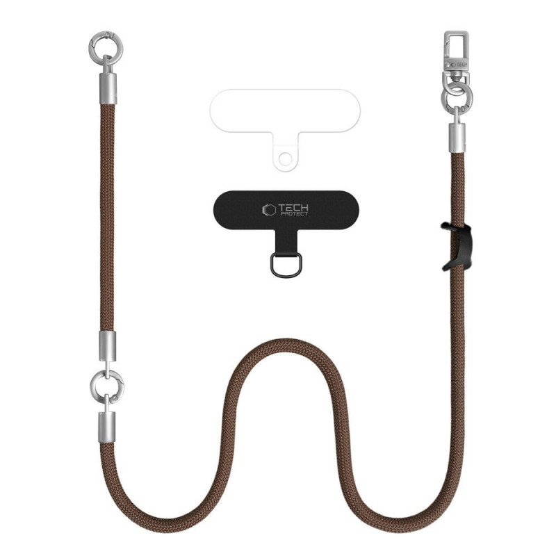 Tech-Protect C10S Rope peties dirželio ir riešo dirželio rinkinys, Walnut Brown/Titanium