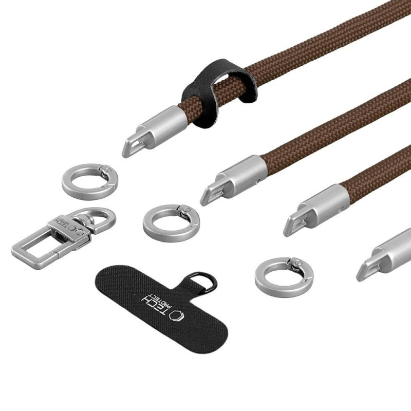 Tech-Protect C10S Rope peties dirželio ir riešo dirželio rinkinys, Walnut Brown/Titanium